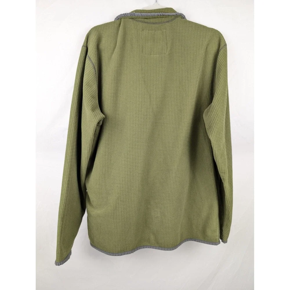 Eddie Bauer Mens 1/4 Zip Waffle Fleece Sweater Size M Green Pullover Outdoor - Picture 8 of 10